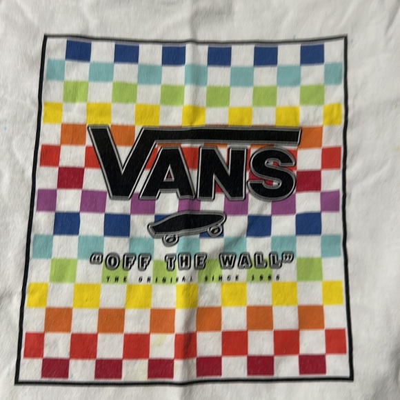 Preowned Vans white Tshirt with checkerboard pattern on front - Picture 2 of 5
